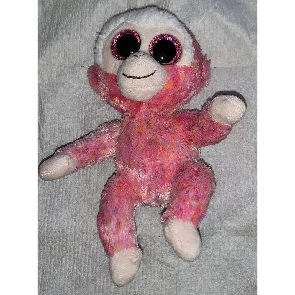 Ty Beanie Boos Ruby the Pink Monkey 6" Gently Used Plush Toy